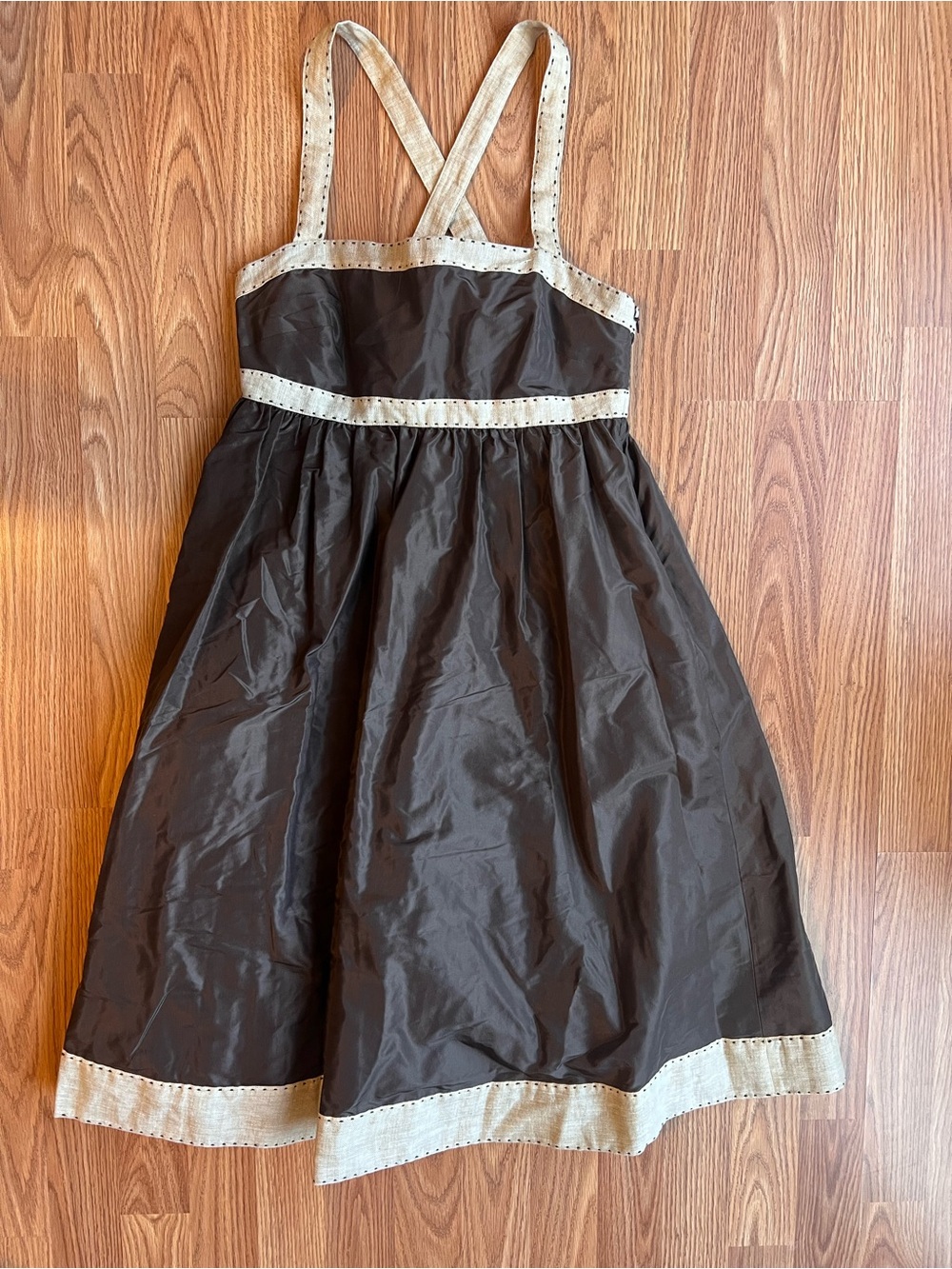 J. Crew Brown Dress with Cream Trim